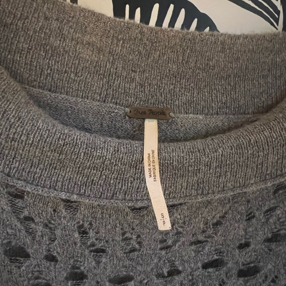 Free People Gray Lace Knit Sweater Oversized - Picture 5 of 6